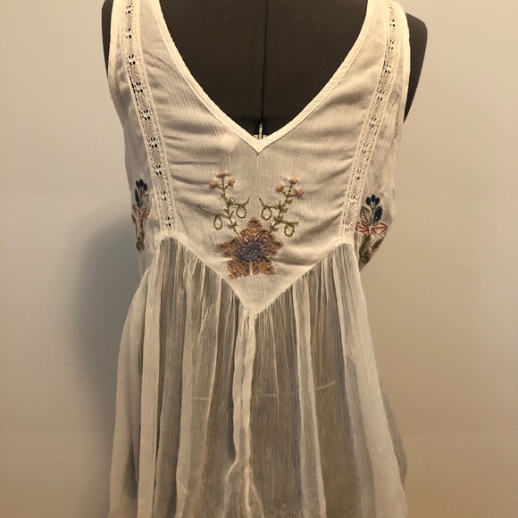 Free People Embroidered Sheer Panel Tank - Picture 5 of 7